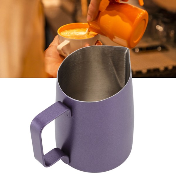 Milk Frother Cup Stainless Steel Incisive Mouth Profession Milk Frothing Pitcher Coffee Jug for Coffee Shop Purple 450ML