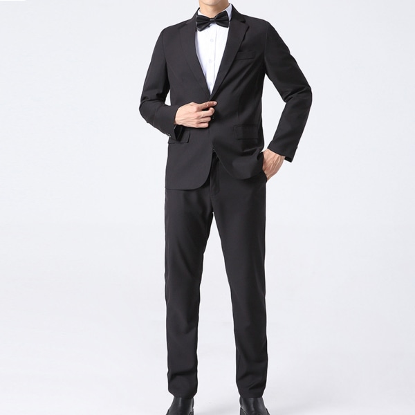 4-delad formell kostym för män, elegant, smal passform, en knapp, bröllopskostym med fluga, skjorta, byxor, herrkläder, XL