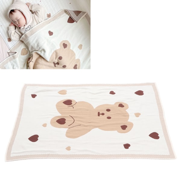 Multifunctional Cute Cartoon Baby Blanket Knitted Cotton Portable Soft Infant BlanketLarge