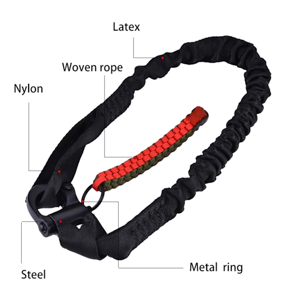 Hurtigutløsing Enkeltpunkt Bungee Rifle Gun Sling Sikkerhets Lanyard Tilbehør (Svart)