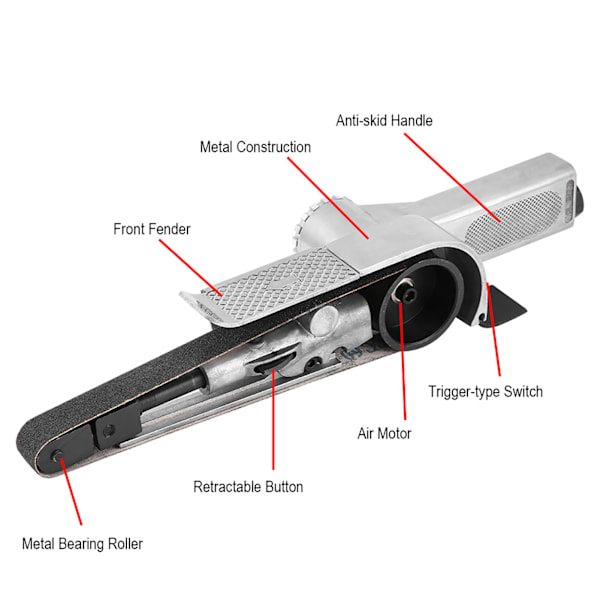 20mm Pneumatisk Luftbåndsliper Poleringsmaskin Verktøy