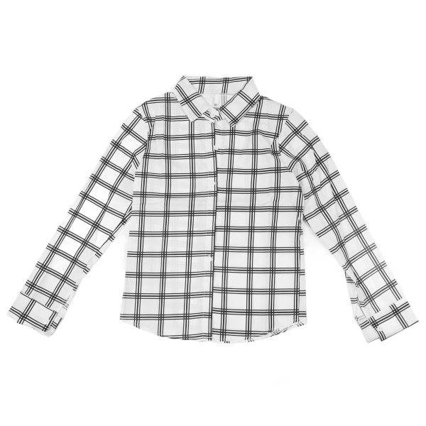 Women Long Sleeve Plaid Shirt Casual Loose Fit Turn Down Collar Dressy Button Up Top Plaid Pattern M