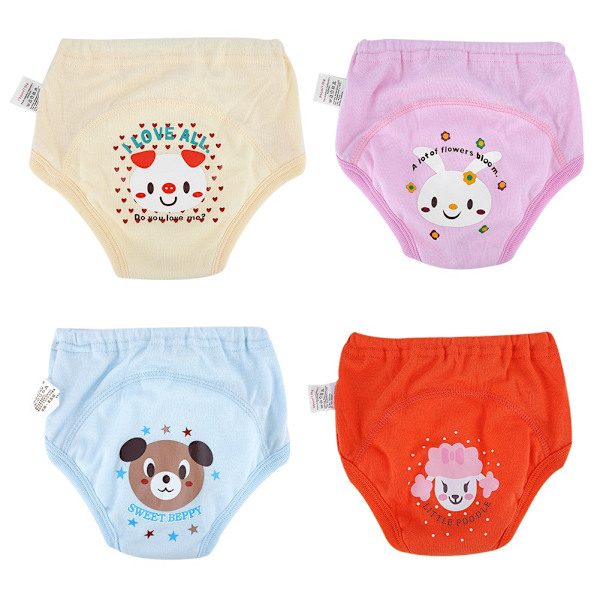 4Pcs Anti Leakage Baby Cartoon Training Pants 4 Layers Waterproof Toddler Diaper Pant(95)