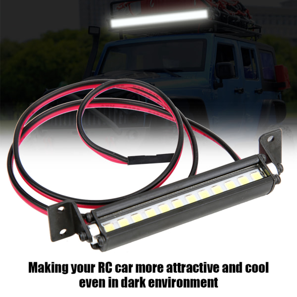 RC Car Accessory Mini 12 LED Light Bar Roof Lamp Fit for TRX-4 Scx10 1/10 4WD CrawlerBlack