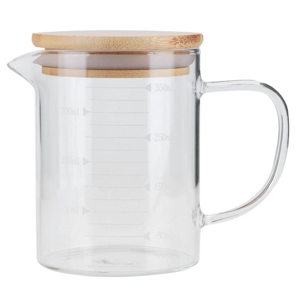 Borosilikatglas Mätkopp med Lock HeatResistant Mugg för Hotell Restaurang Hem(350ml )