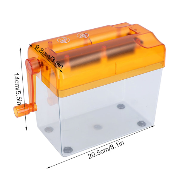 Manuell pappersstrimlare Bärbar Manuell Kompakt Struktur Enkel Manuell Vevoch Strimlare för Kontor Skrivbord HemOrange