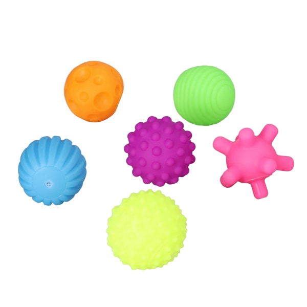 6pcs Baby Textured Ball Set Infant Funny Soft Elastic Multicolor Squeezing Sensory Ball Toy for Home Multicolor