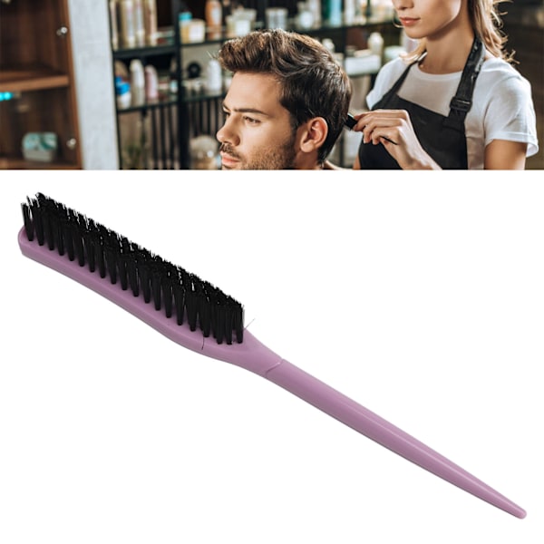 Teasing Hair Brush Hair Care Portable 3 Row Teasing Brush for Beard Salon Travel Home Light Purple