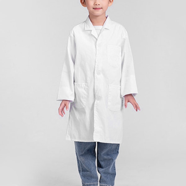 Laboratorierock för barn Vit vetenskapsman Läkare Rollspelsdräkt för experimentträning Show Performance White Thick Twill Line XL (140–150)