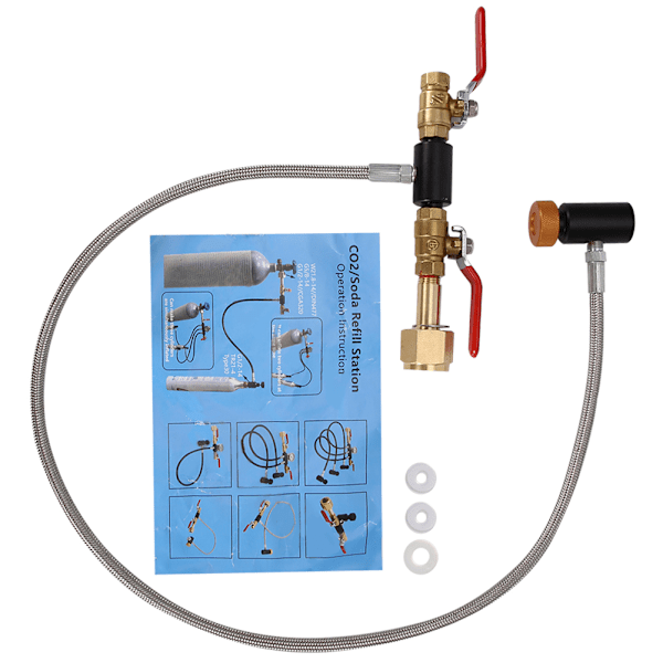 CGA-320 CO2 Cylinder Genopfyldningsadapter med Slange til Fyldning af Sodavandsbeholder 36\" uden Måler