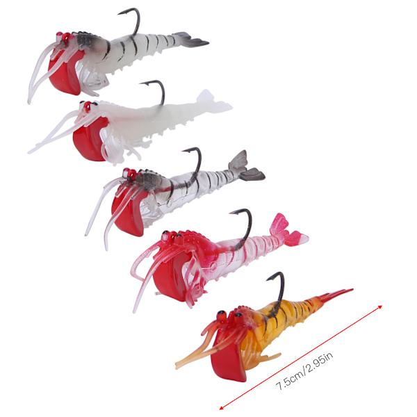 5 pcs 13g Artificial Shrimp Shaped Soft Fishing Lures with Hook Fish Tackle Accessories