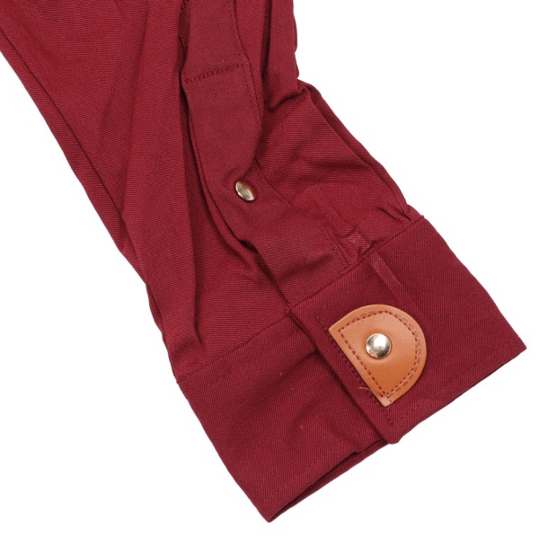 Langærmet skjorte med knapper til mænd, moderigtig, elegant, slim fit, stand-up krave, til kontorarbejde, bordeaux, XL