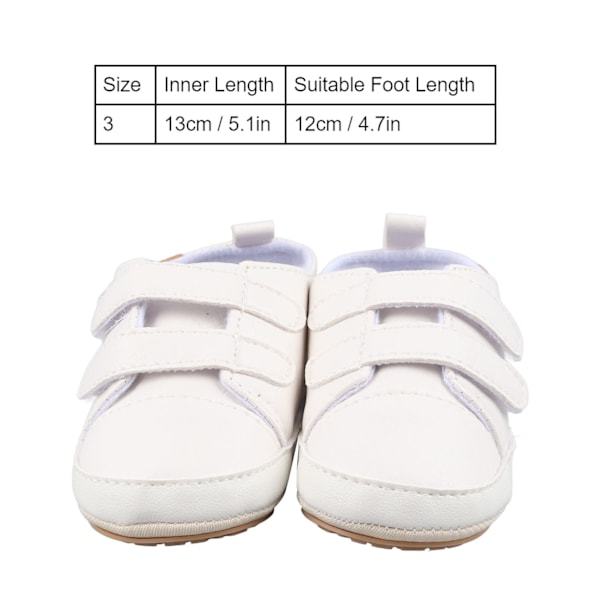 Baby Boys Girls PU Lær Sneakers Pustende Søte Casual Fashionable Spedbarn Småbarn Gå Sko Hvit 3