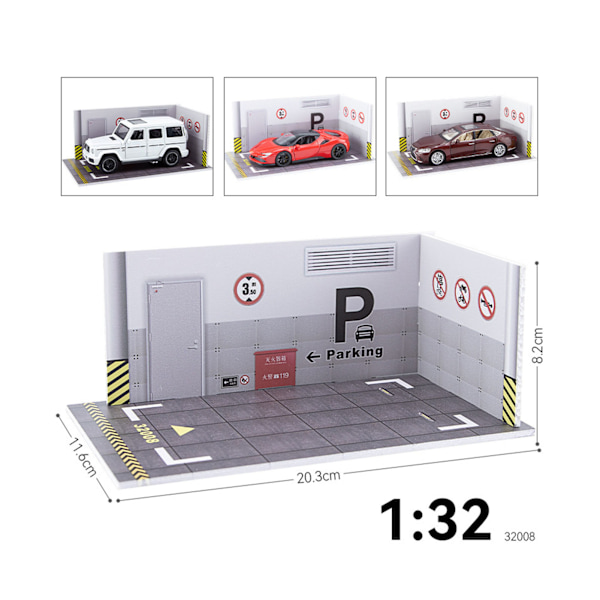 3 stk. Parkeringshusmodell Innovativ Simulering PVC Enkel Montering 1:32 Skala Parkeringshusleke for Gave Samling Parkeringshusmodell