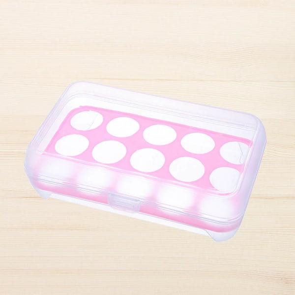 15 Grids Egg Storage Holder Box Plastic Case Food Container Kitchen Tool(Pink)