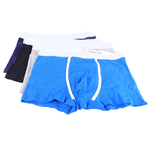 4pcs Men Underwear Soft Cotton High Elasticity Middle Waist Breathable Boxer Underwear Blue Navy Blue Black Light Grey XL