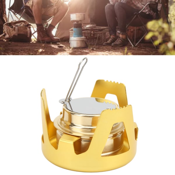 Bärbar utomhus picknickspis Mini Spirit Burner för utomhuscamping Vandring Ryggsäck Guld