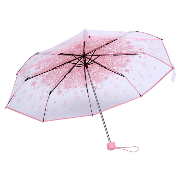 1 st transparent hopfällbart paraply, modernt prinsessparaply, körsbärsblomma # rosa