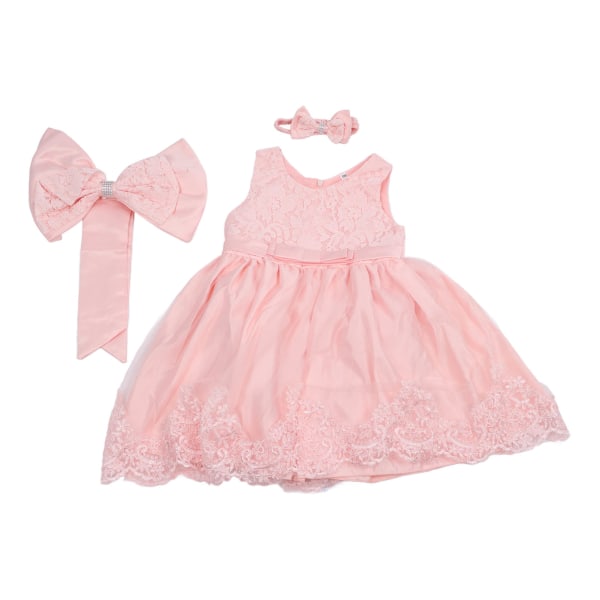 Newborn Princess Dress Cotton Cute Bow Design Stylish Baby Girl Dress for Festival Birthday Pink 100 Size