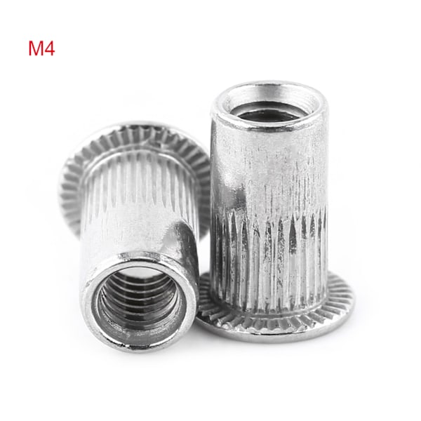 M3-M8 Flat Head Threaded Blind Rivet Nut Insert Nutsert Screw Stainless Steel(M4)