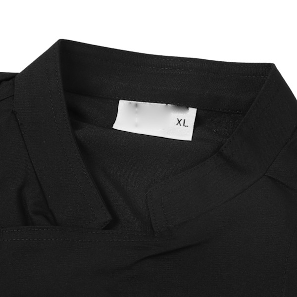 Herrkockrock enfärgad knapp andningsbar kortärmad kökskockuniform för sommar svart XL