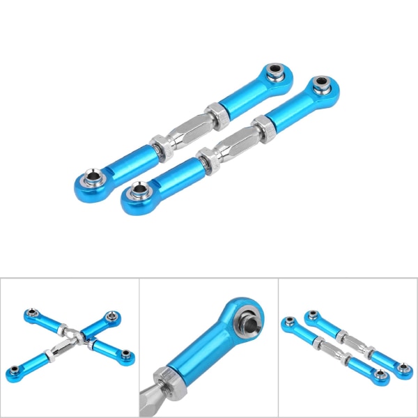 CNC-bearbetad styrstag i aluminiumlegering, uppgraderingstillbehör för RC-bil (blå)