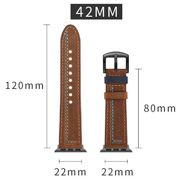 42/44 mm 38/40 mm rem, lämplig för Apple Watch 1/2/3/4/5/6/7 Brown 38/40mm
