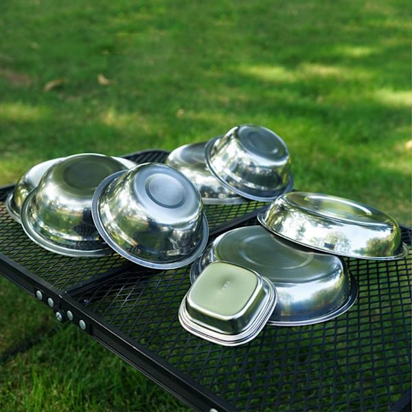 22st/ Set Bärbar rostfritt stål porslin Grill picknick
