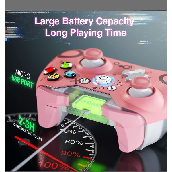 Trådlös handkontroll för Xbox One, passar för Xbox-serien Pink