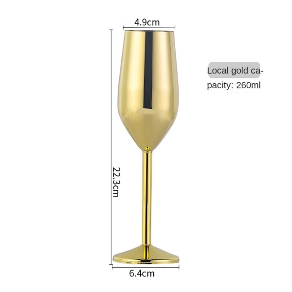 Champagneglas i rostfritt stål, hög fot i europeisk stil Gold