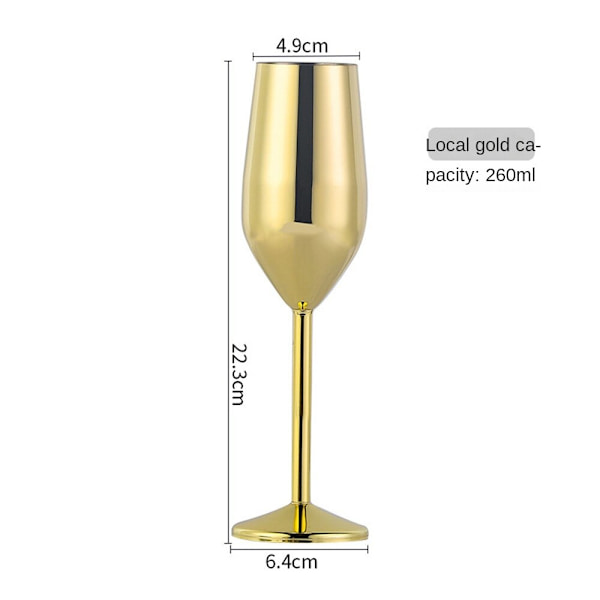 Champagneglas i rostfritt stål, hög fot i europeisk stil Gold