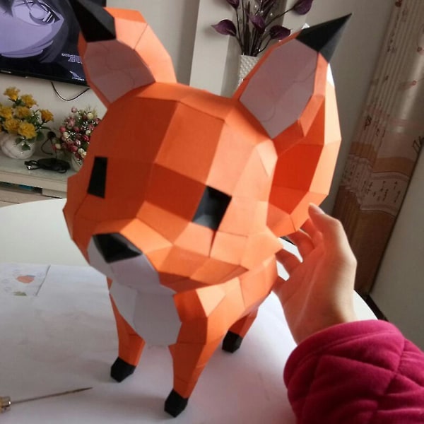 Söta Fox Animal Paper Models 3D Pussel DIY Art Paper