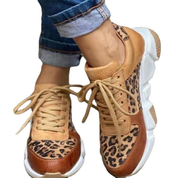 Kvinna Platform Sneakers Tie Up Printed Sportskor För 43