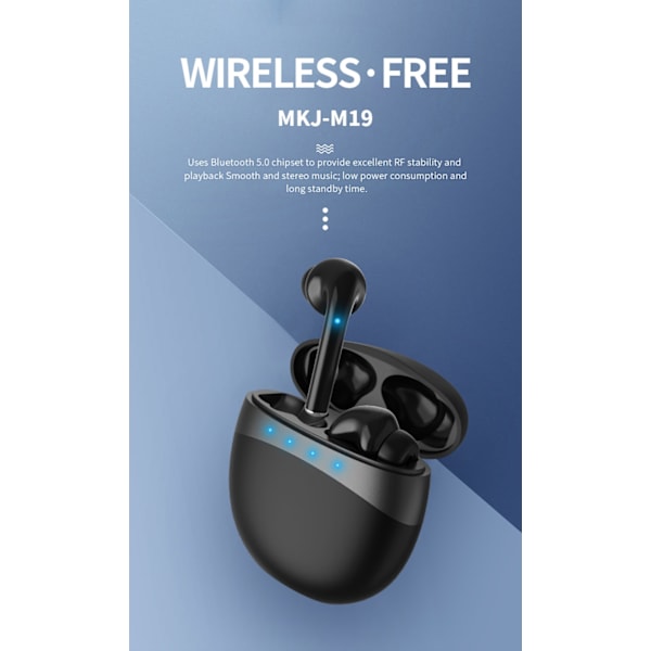 M19 TWS Trådlöst Bluetooth -headset V5.0 Stereo Bass Touch
