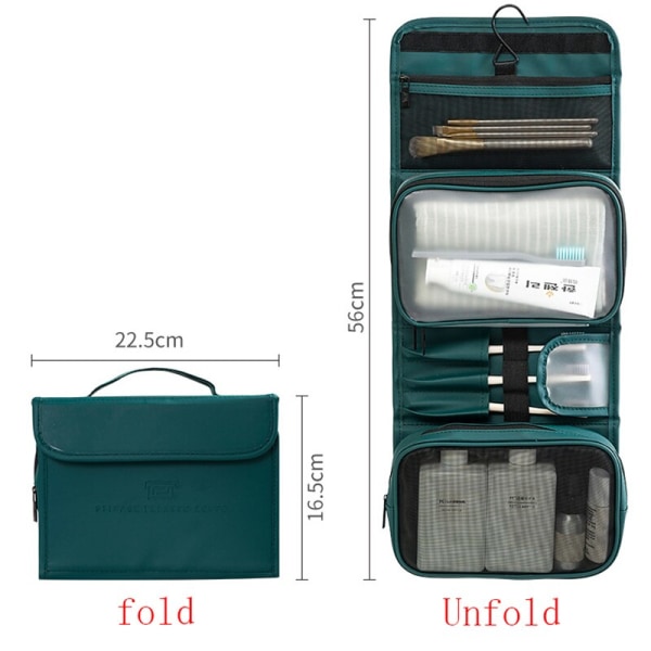 Kvinnor PU kosmetiska fodral Badrum Hook Up Makeup Bag Travel