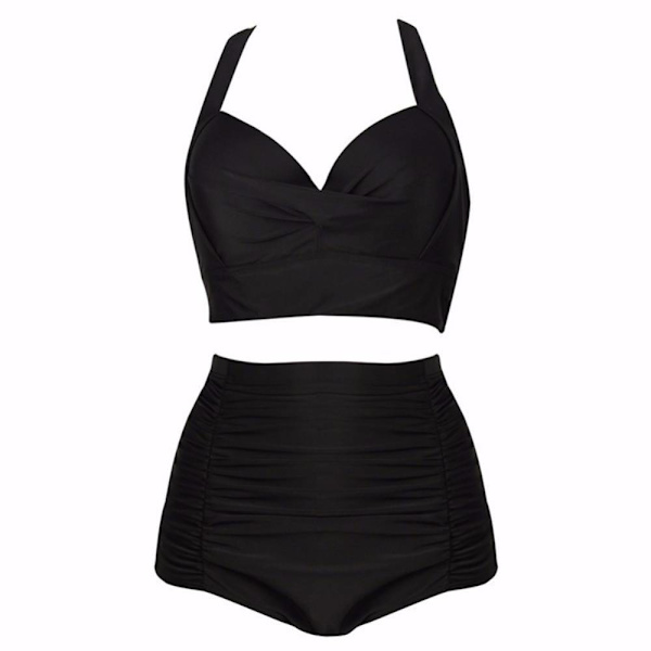 Europeisk och amerikansk print , samlad bikinisplit Black XL