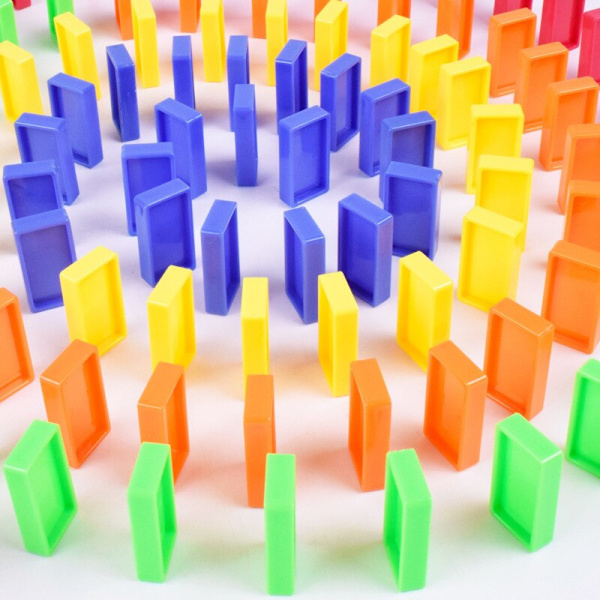 Domino Game 63st Tren Dominos Block Färgade Domino Tåg