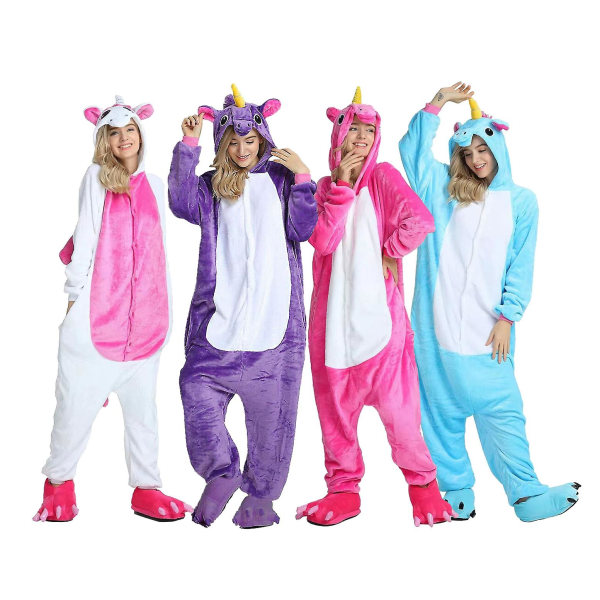 Pegasus Kostym Vuxna Barn Unicorn Pyjamas Onesie Purple 115