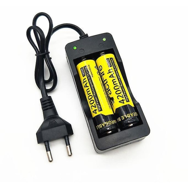 2 platser Smart Charging 18650 Batteri Li-ion Uppladdningsbart