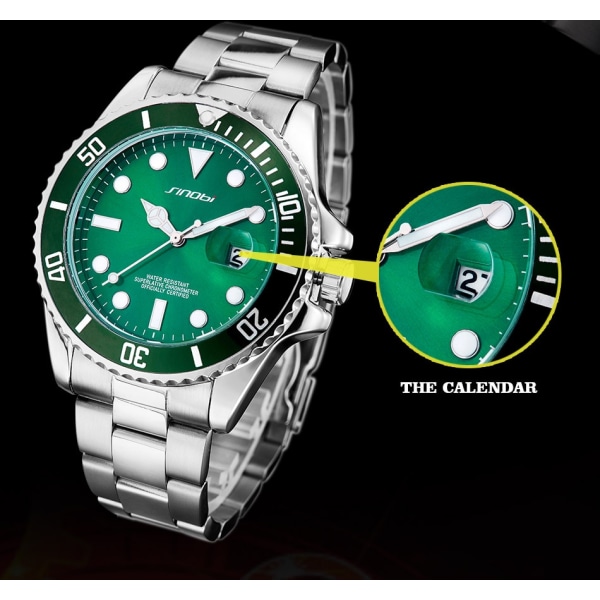 Top Sale Herr Armbandsur Luminous Pointer Rostfritt Stål