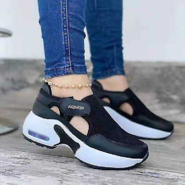 Ortopedisk luftkuddad sula flygande vävda sneakers för kvinnor Red 37