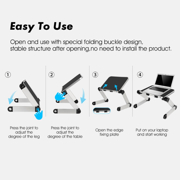 Justerbar ergonomisk bärbar datorstativ Laptopbord för sängen