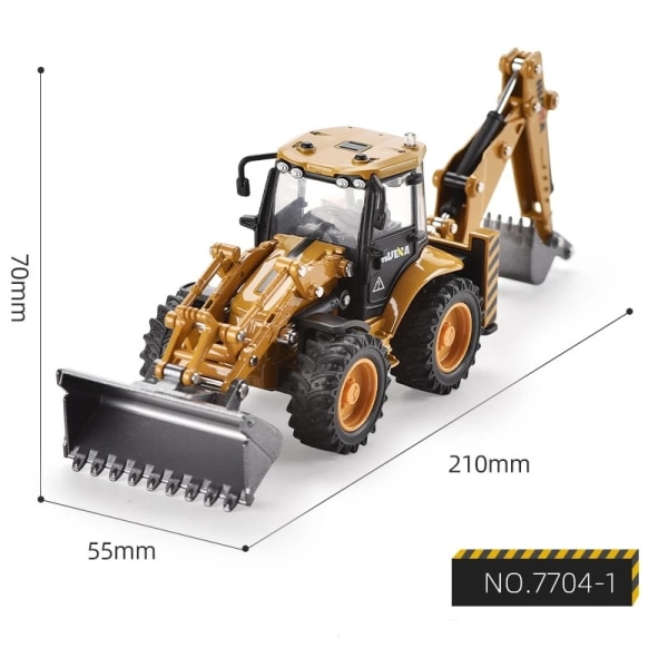 1:50 Diecast Back Hoe Loader 4-hjulslegering grävmaskin modell