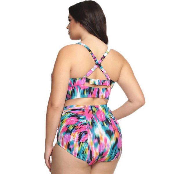 Europeisk och amerikansk print , samlad bikinisplit Colorful XL