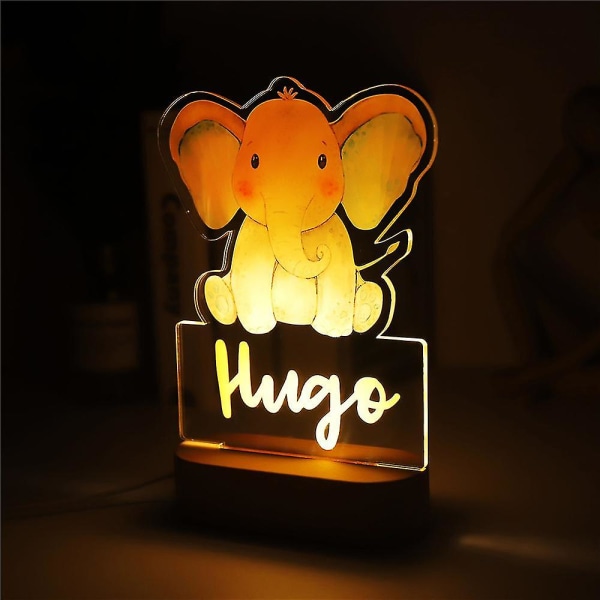 Personlig Baby Elephant Lion Led USB Night Light Custom LT0244