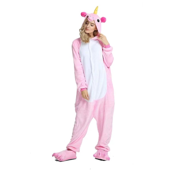 Pegasus Kostym Vuxna Barn Unicorn Pyjamas Onesie Pink M