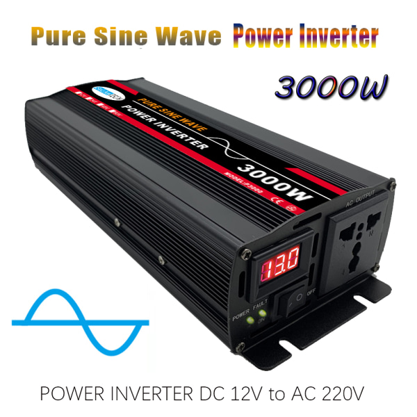 3000W 12V till 220V Pure Sine Wave Power Inverter Solar