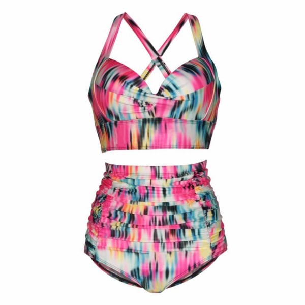 Europeisk och amerikansk print , samlad bikinisplit Colorful XL