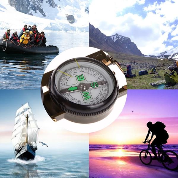 Bärbar Army Green Folding Lins Compass Military