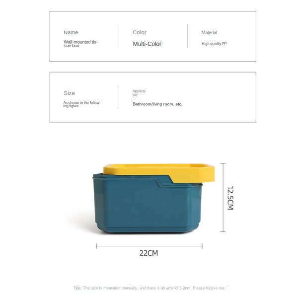 Plast Tissue Box För Toa Stansfri Väggmonterad Blue